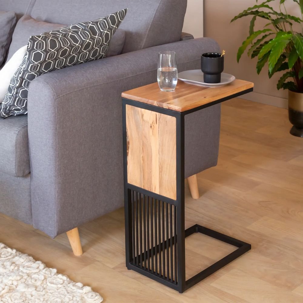 Alton acacia wood and metal side table