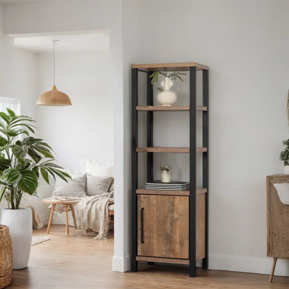 Alton Natural metal base in Low Bookcase