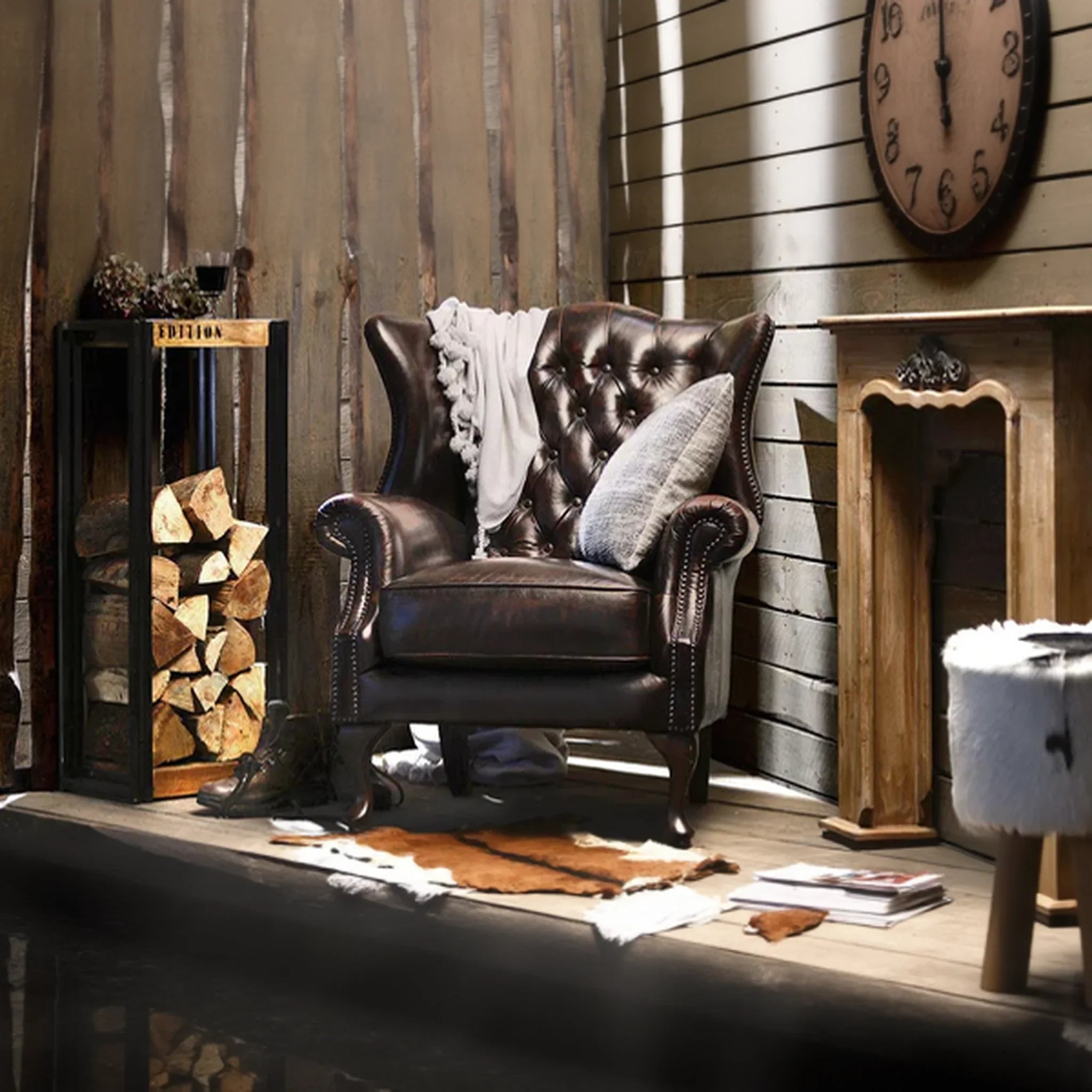 Ambre Leather Chesterfield Arm Chair