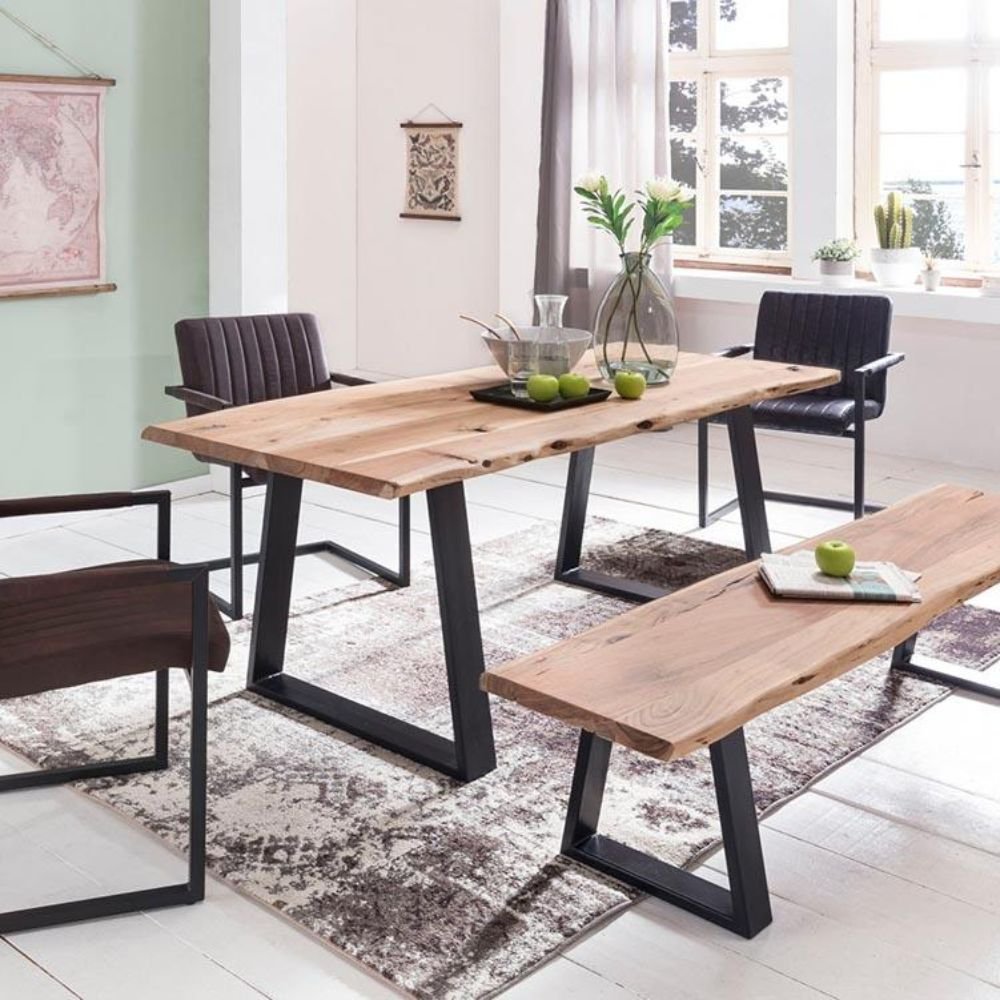 Amersham 4 Seater Solid Wood Dining Table Set with Bench