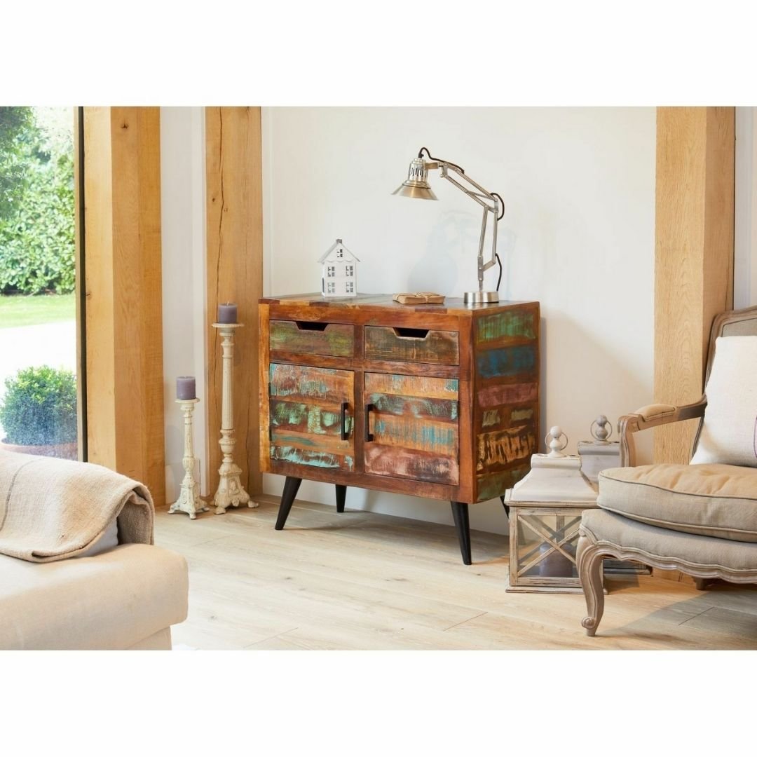 Amersham Reclaimed Elizabeth Solid Wood 2 Drawers 2 Shelf Sideboard