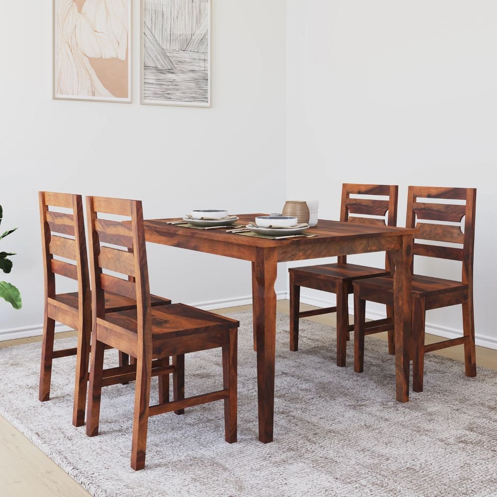 Bicester Solid Sheesham Wood 4 Seater Dining Set