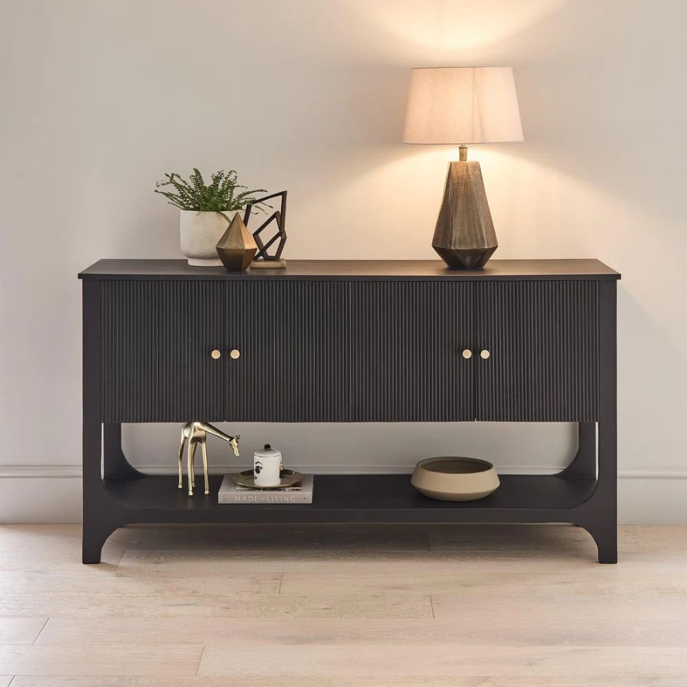 Bideford solid wood 4 Door Sideboard in Black