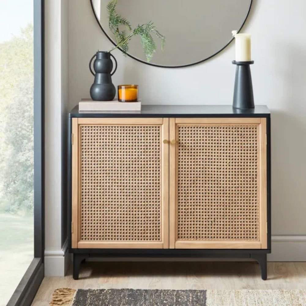 Brackley Modern Mango Wood & Natural Cane Sideboard