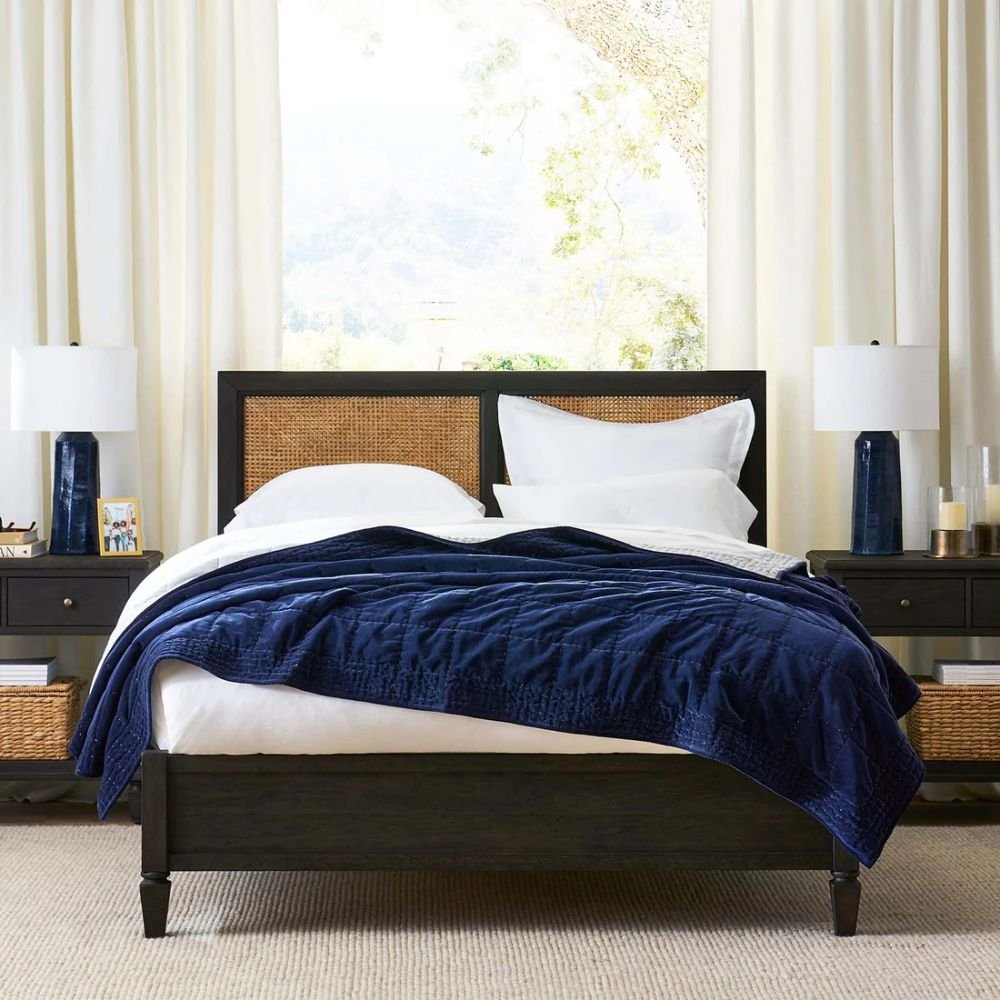 Bradford Rattan Modern Solid Wood Cane Bed