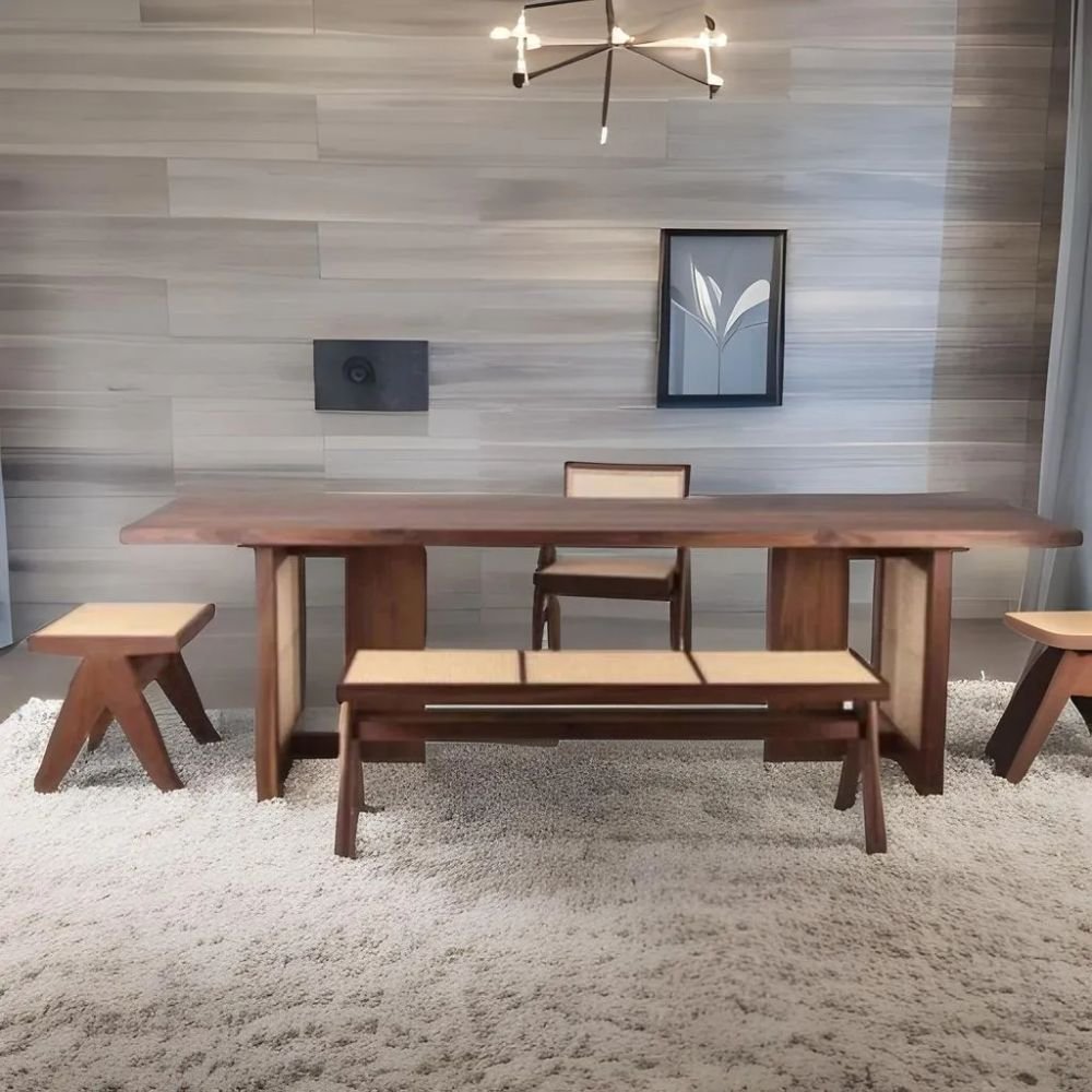 Bradford Solid Wood 6-Seater Dining Set with Bench