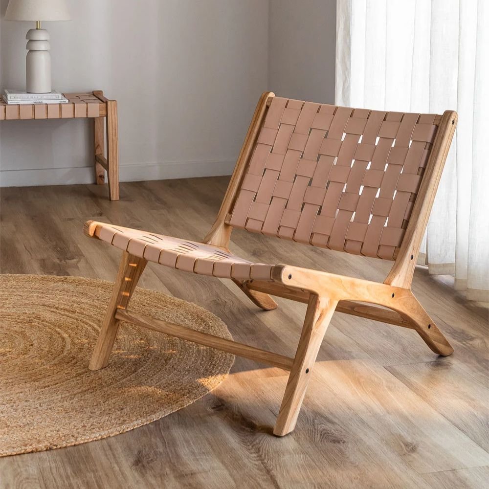 Bradford Solid Wood Leather & Wood Accent Chair