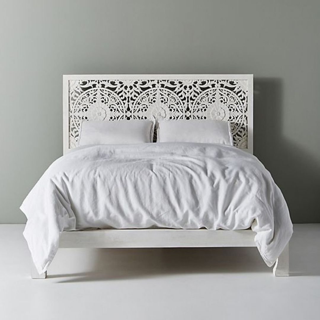 Bridport Hand-Carved Darbar Low Line Wooden Bed Frame