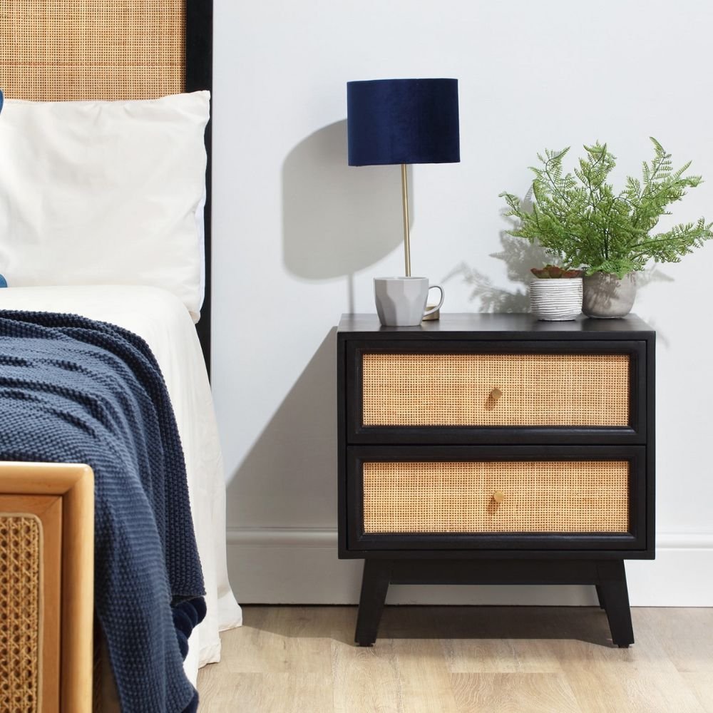 Bridport Rattan Cane 2-Drawer Bedside Table