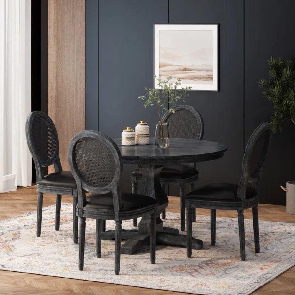 Bridport Round Solid Wood Dining Set with 4 Chairs