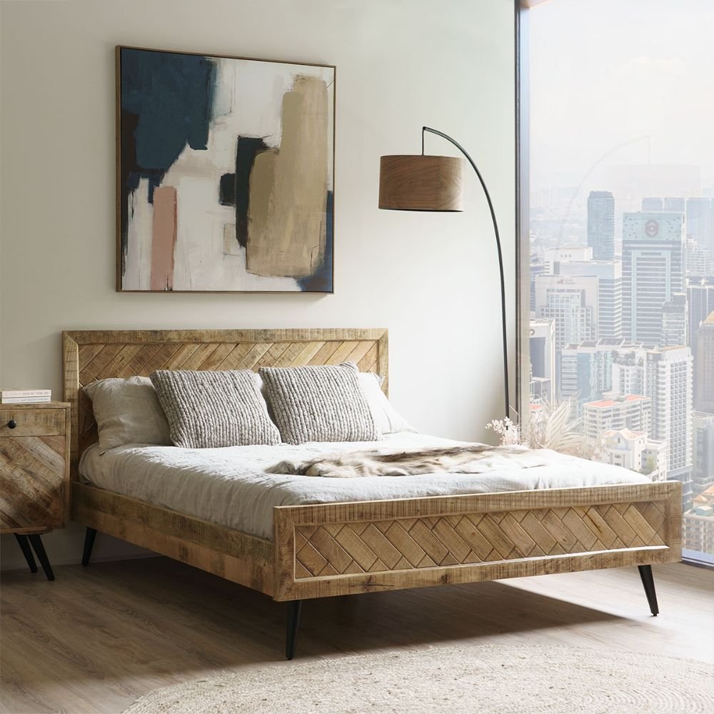 Brixham Industrial Light Mango Bed Frame