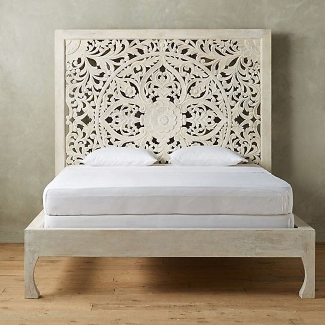 Chertsey Hand-Carved Darbar Wooden Bed