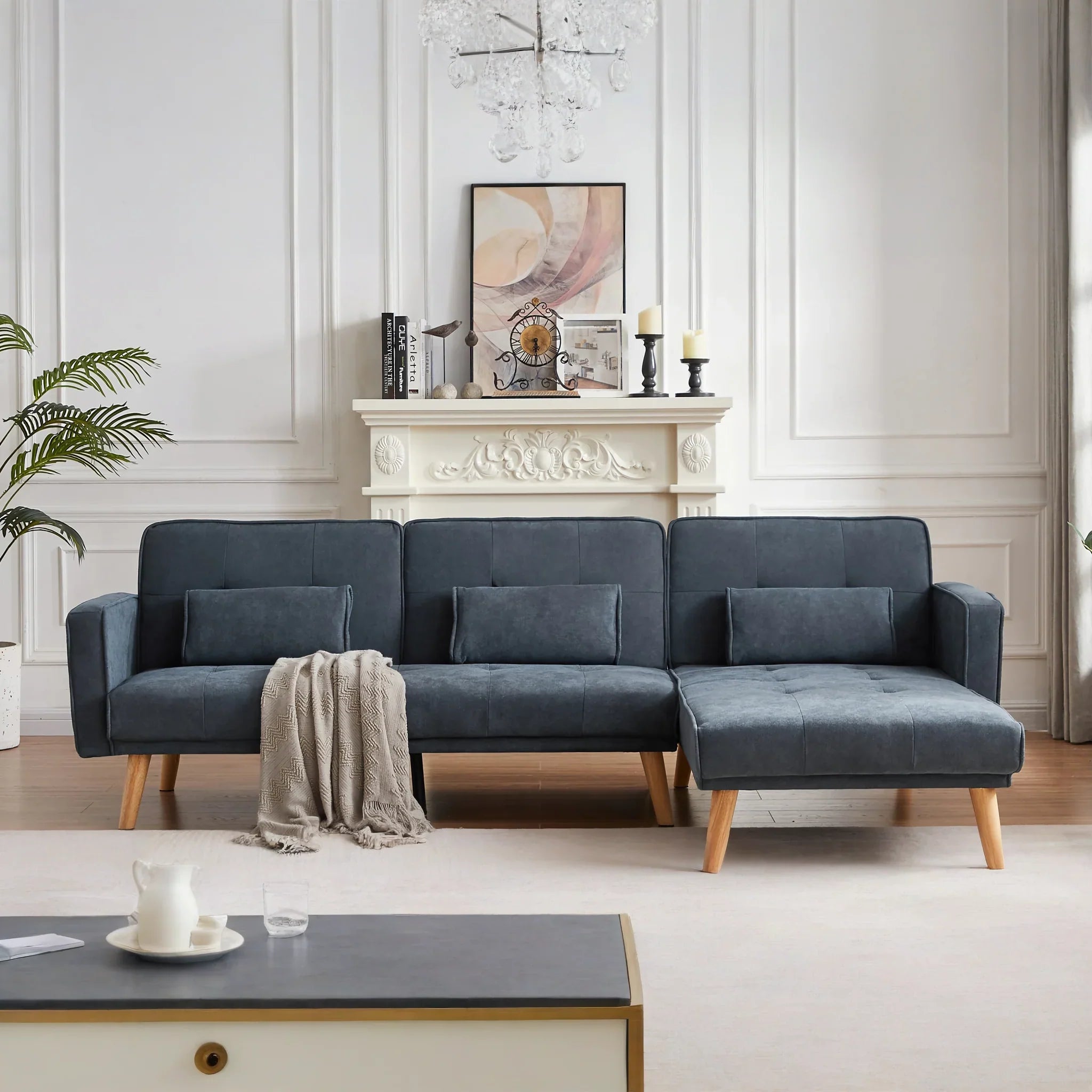 Claudia Fabric L-Shaped Sofa