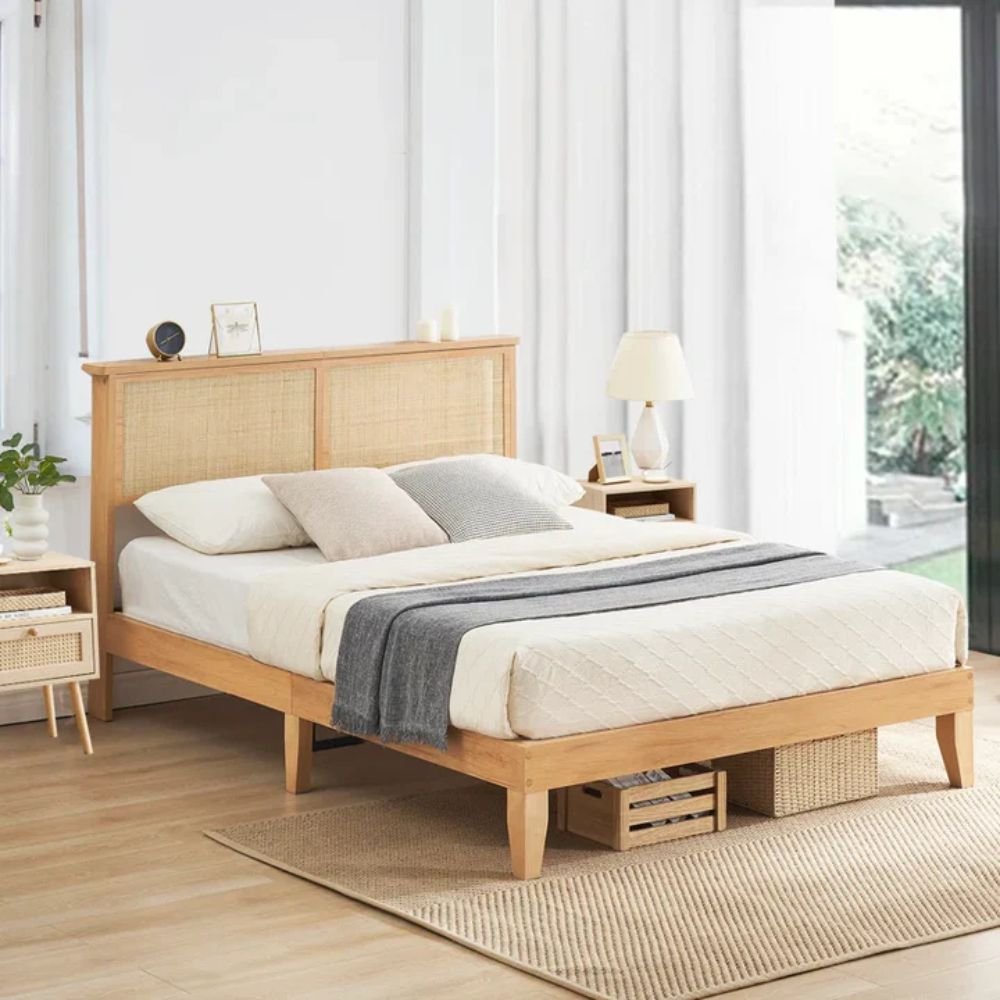 Debenham Solid Wood Martha Natural Cane Without Storage Bed