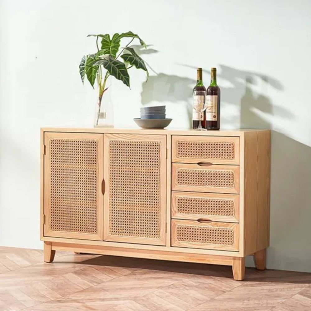 Dunster Accent Solid Wood & Rattan Sideboard Your Home Decor