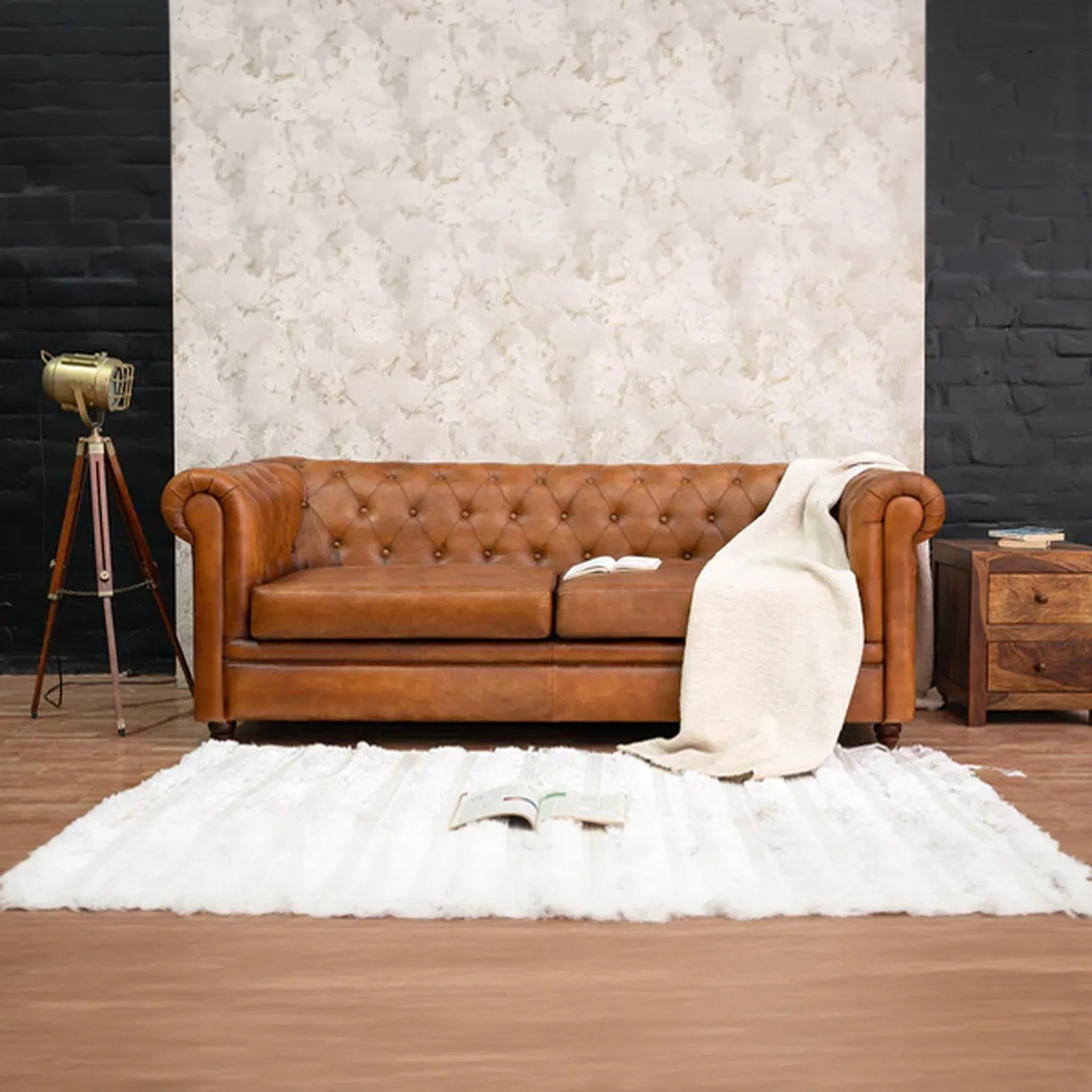 Edward Leather Chesterfield Three Seater Sofa