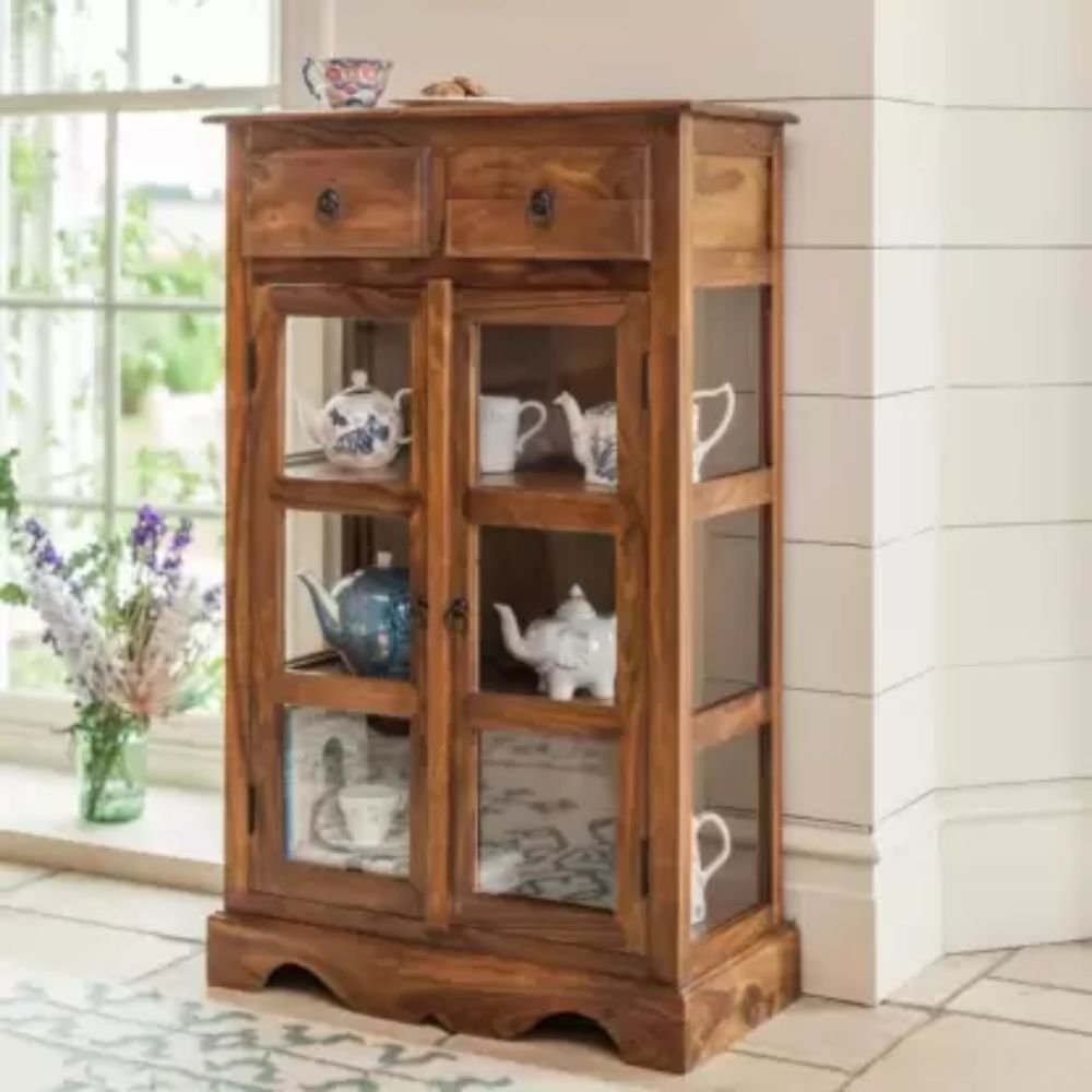 Elstree Solid Wood Display Glass Cabinet