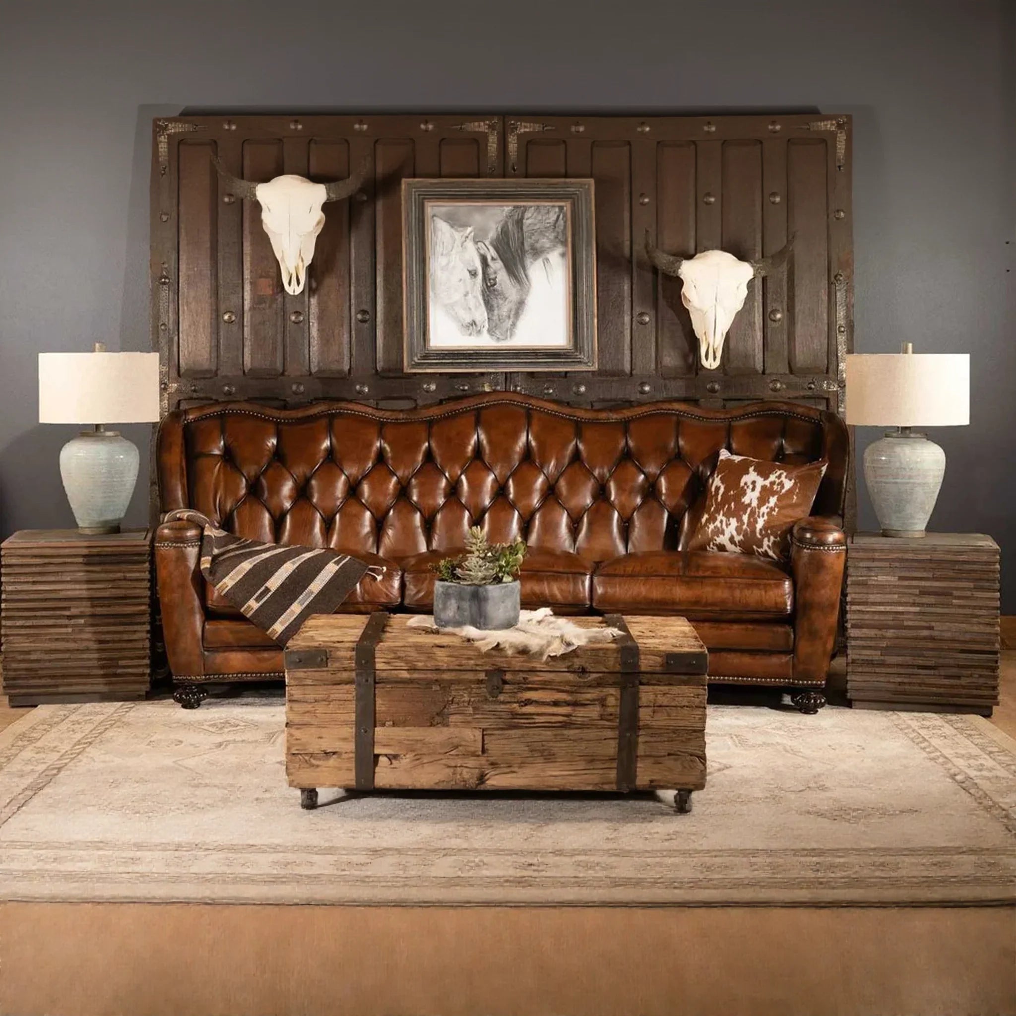 Eva Leather Chesterfield Three Seater Sofa