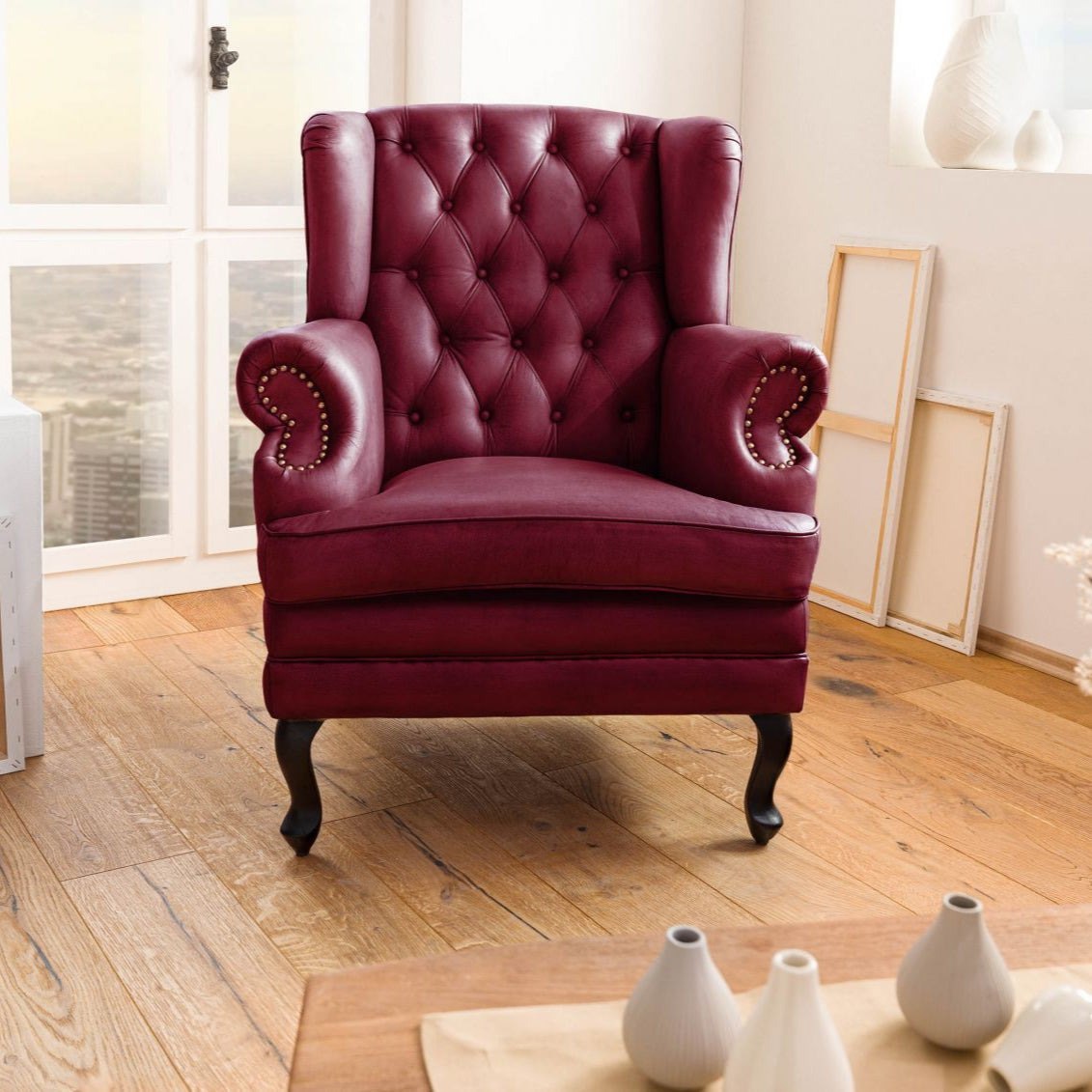Fionna Leather Chesterfield Single Seater Sofa