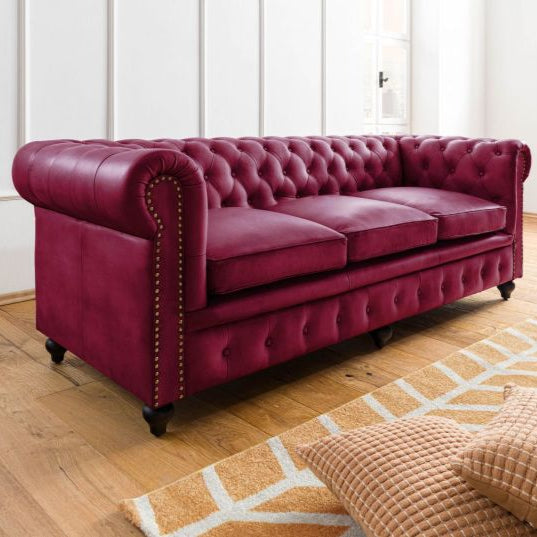 Fionna Leather Chesterfield Three Seater Sofa