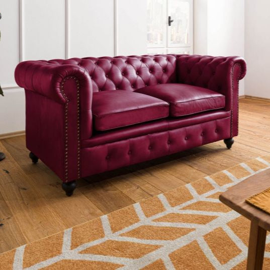Fionna Leather Chesterfield Two Seater Sofa