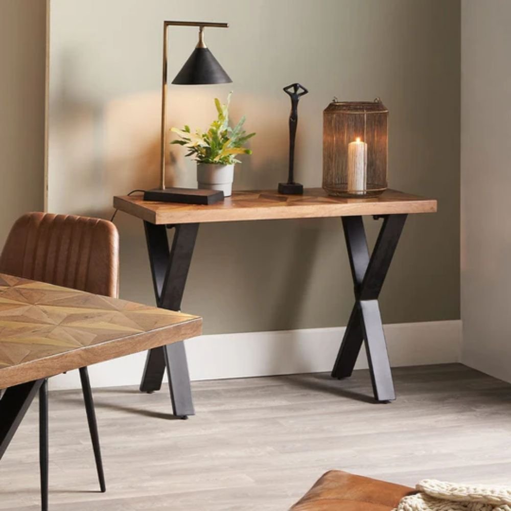 Frome Narrow Console Table Slim Solid Wood Hallway Table for Modern Flats