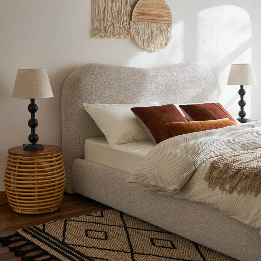Hartley Wooden Elegance Modernize Boucle Upholstered Bed