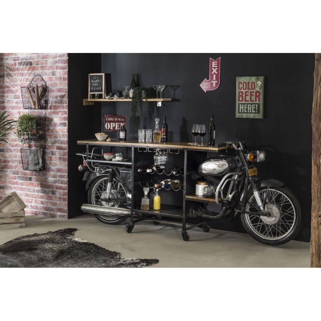Havant Inspired Transport Motorcycle Wooden Bar Cabinet