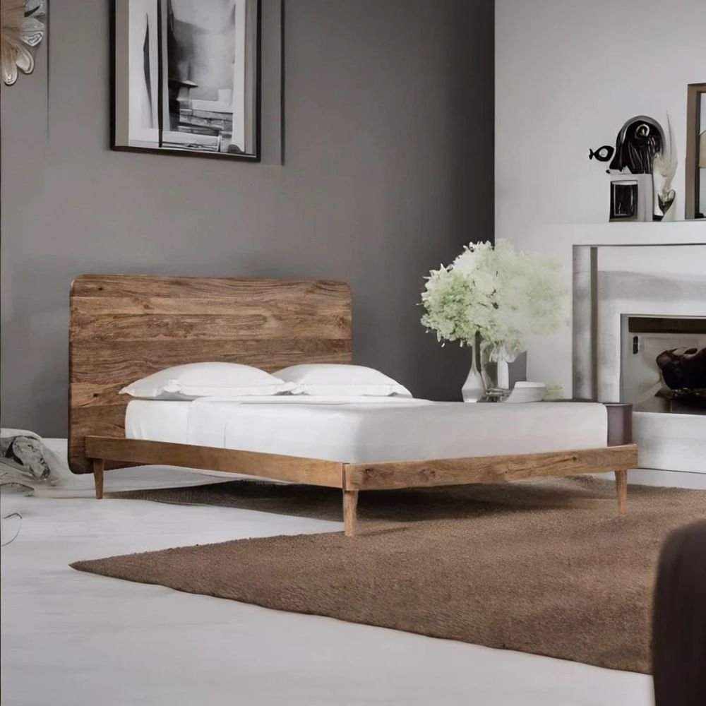 Honiton Solid Wood Bed Natural King Size Double Bed