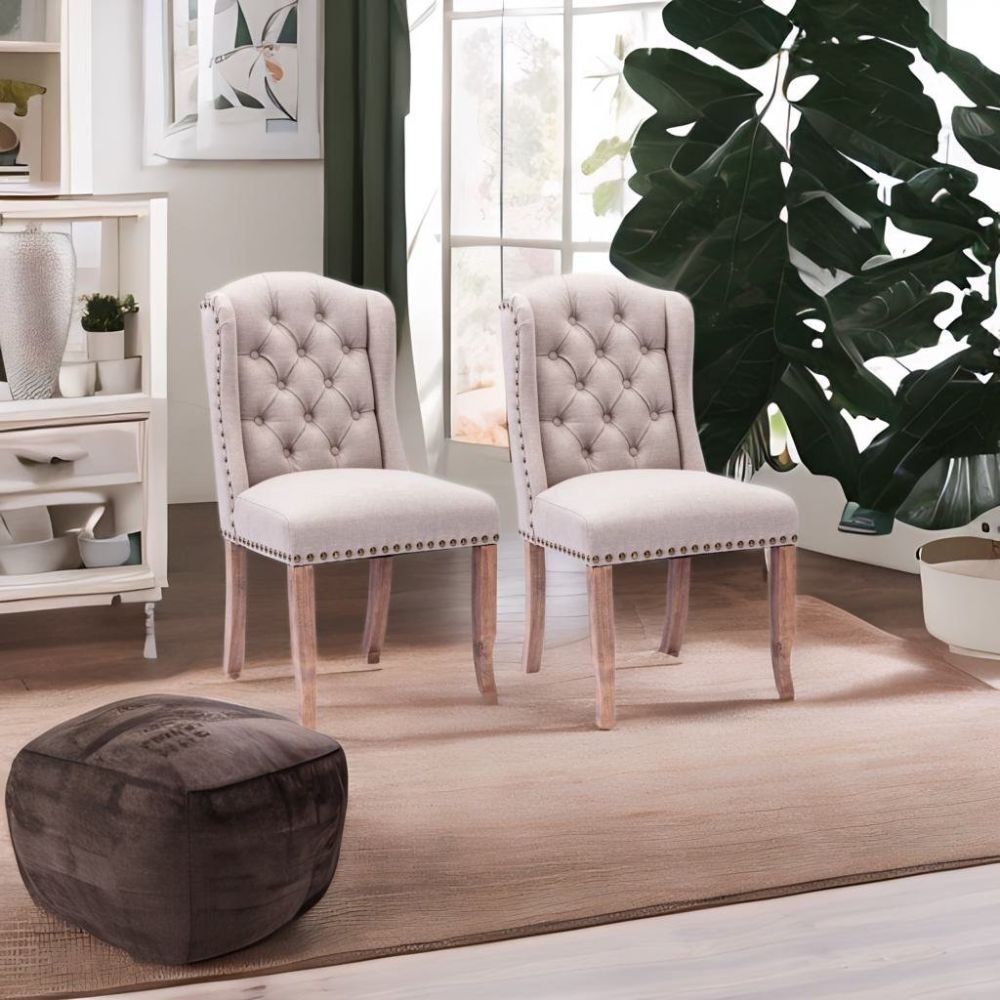 Horsham Sheesham Wood Fabric Dining Chair Set of 2
