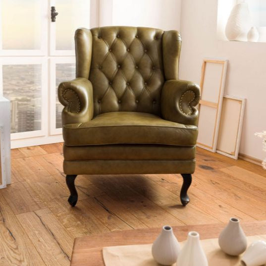 Joss Leather Chesterfield Single Seater Sofa