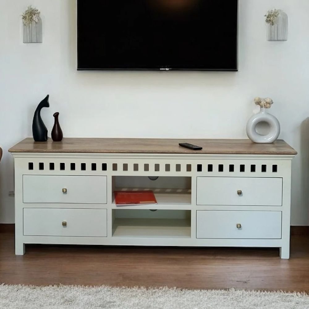 Keswick Solid Wood TV Cabinet Or TV Unit - Four Drawer