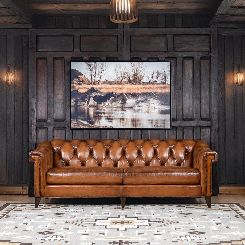 Lockhart Leather Chesterfield Three Seater Sofa