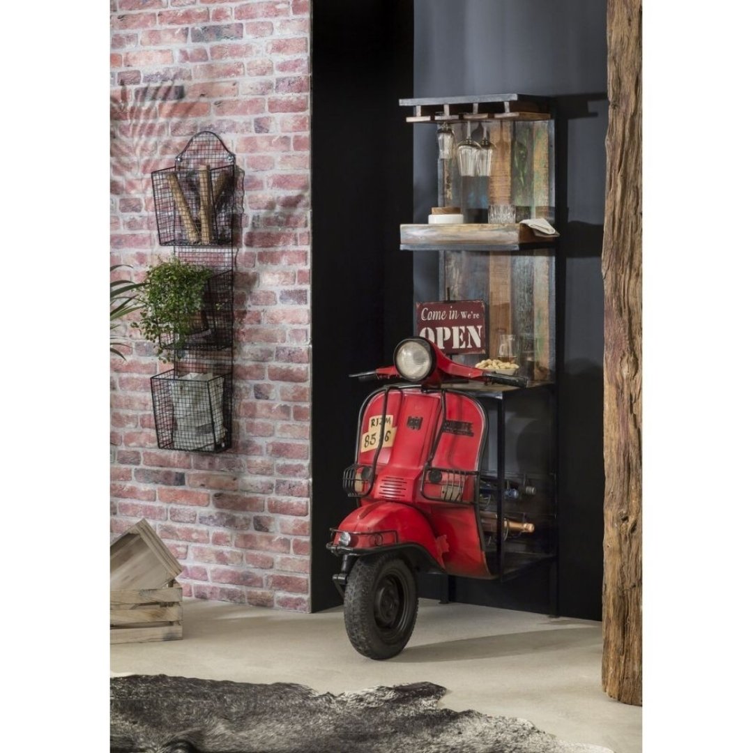Malton Inspired Transport Wooden Scooter Red Bar Cabinet