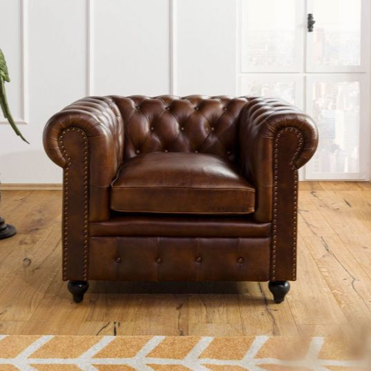Oxford Leather Chesterfield Single Seater Sofa