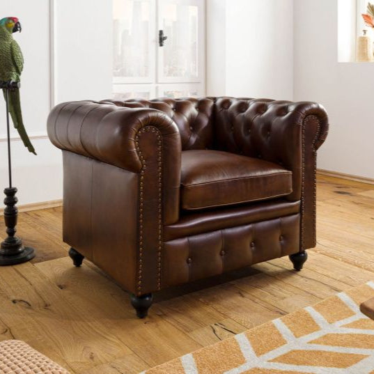 Oxford Leather Chesterfield Single Seater Sofa