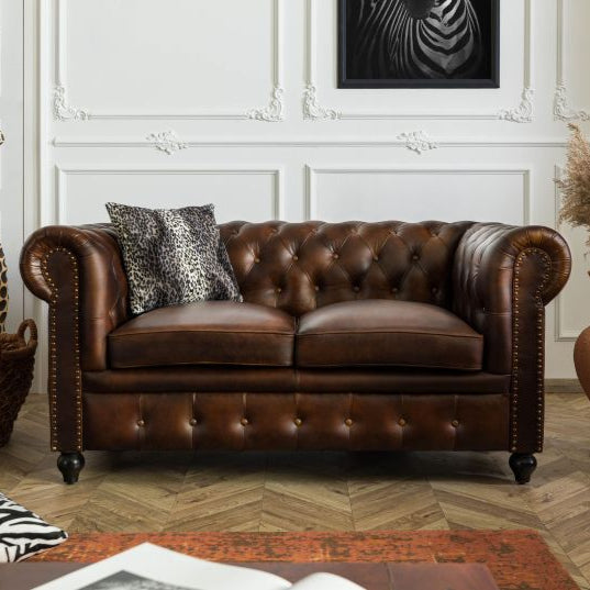 Oxford Leather Chesterfield Two Seater Sofa
