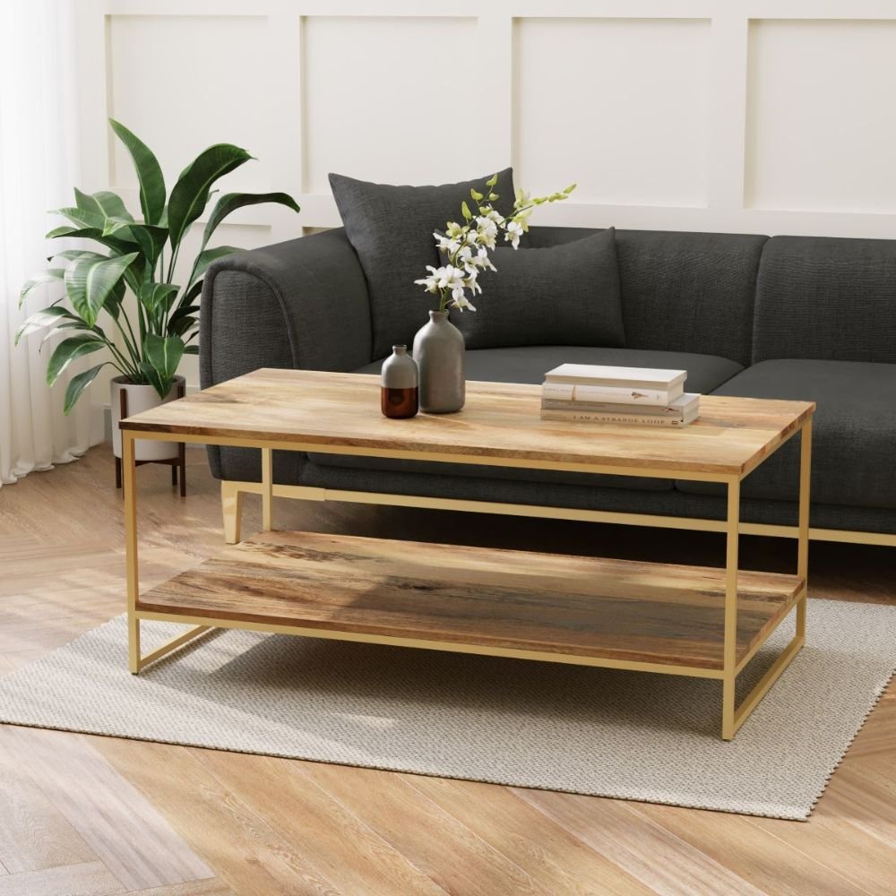 Padstow New York Mango & Brass Open Coffee Table