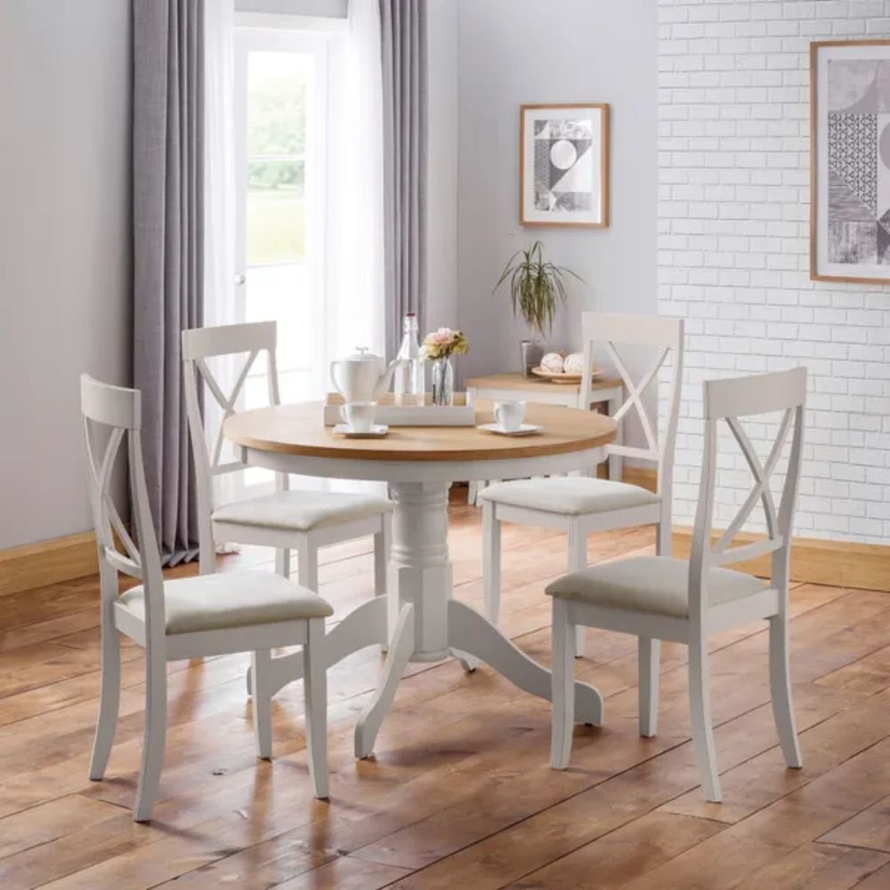 Padstow White Round 4 Seater Dining Table Dining Set