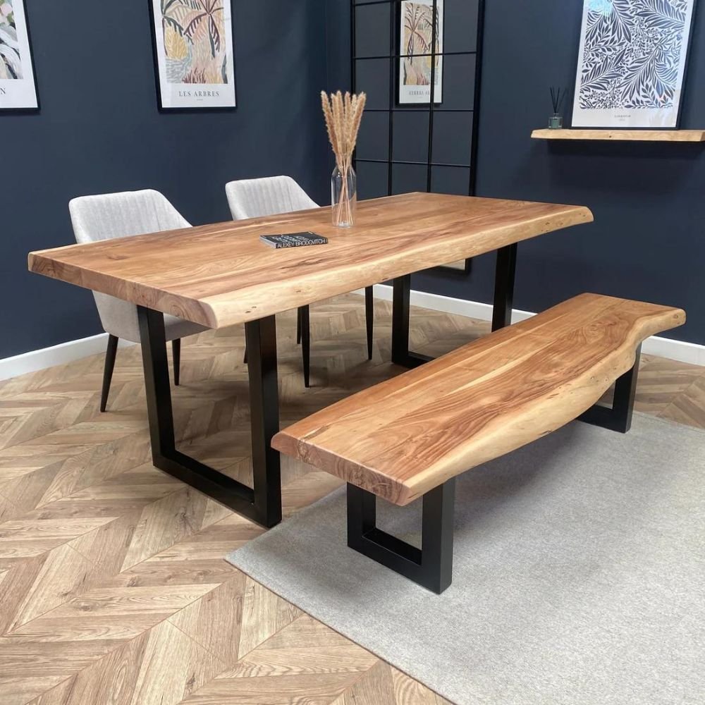 Penrith Live Edge Solid Acacia Wood Dining Table