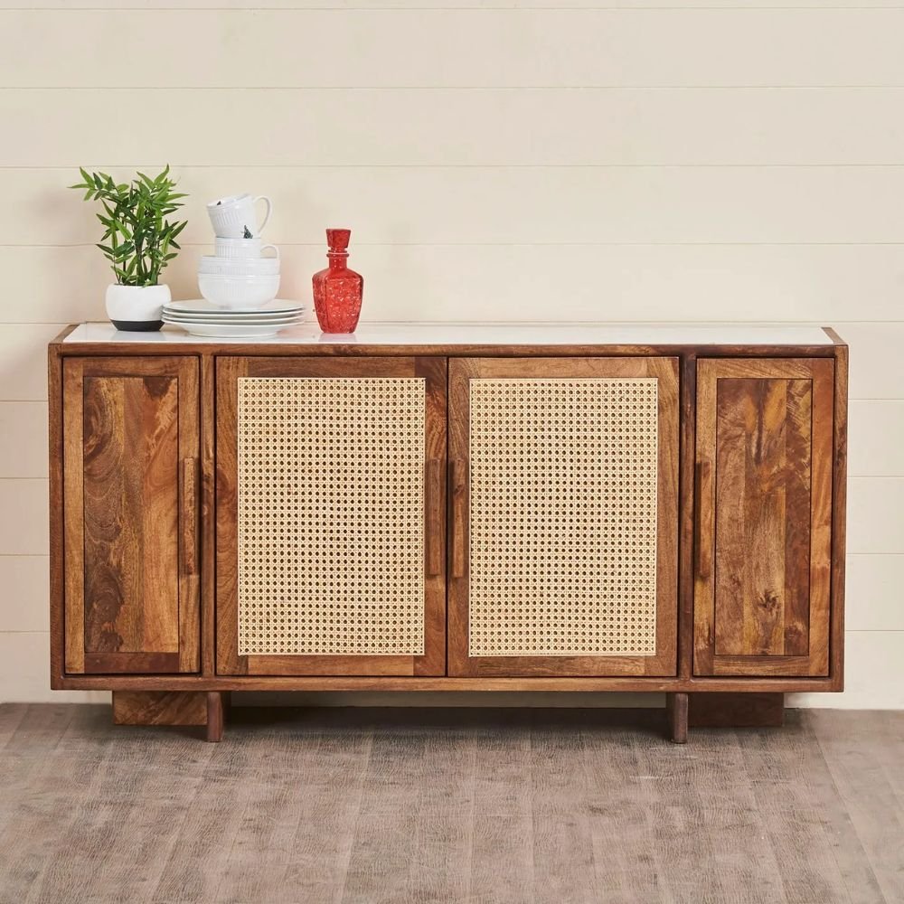 Rattan Wooden Sideboard in Yarm TV Unit