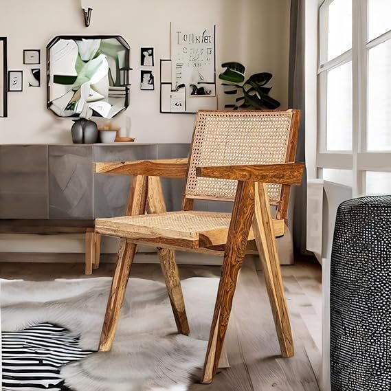 Rugeley Rattan Cane Solid Wood Armchair
