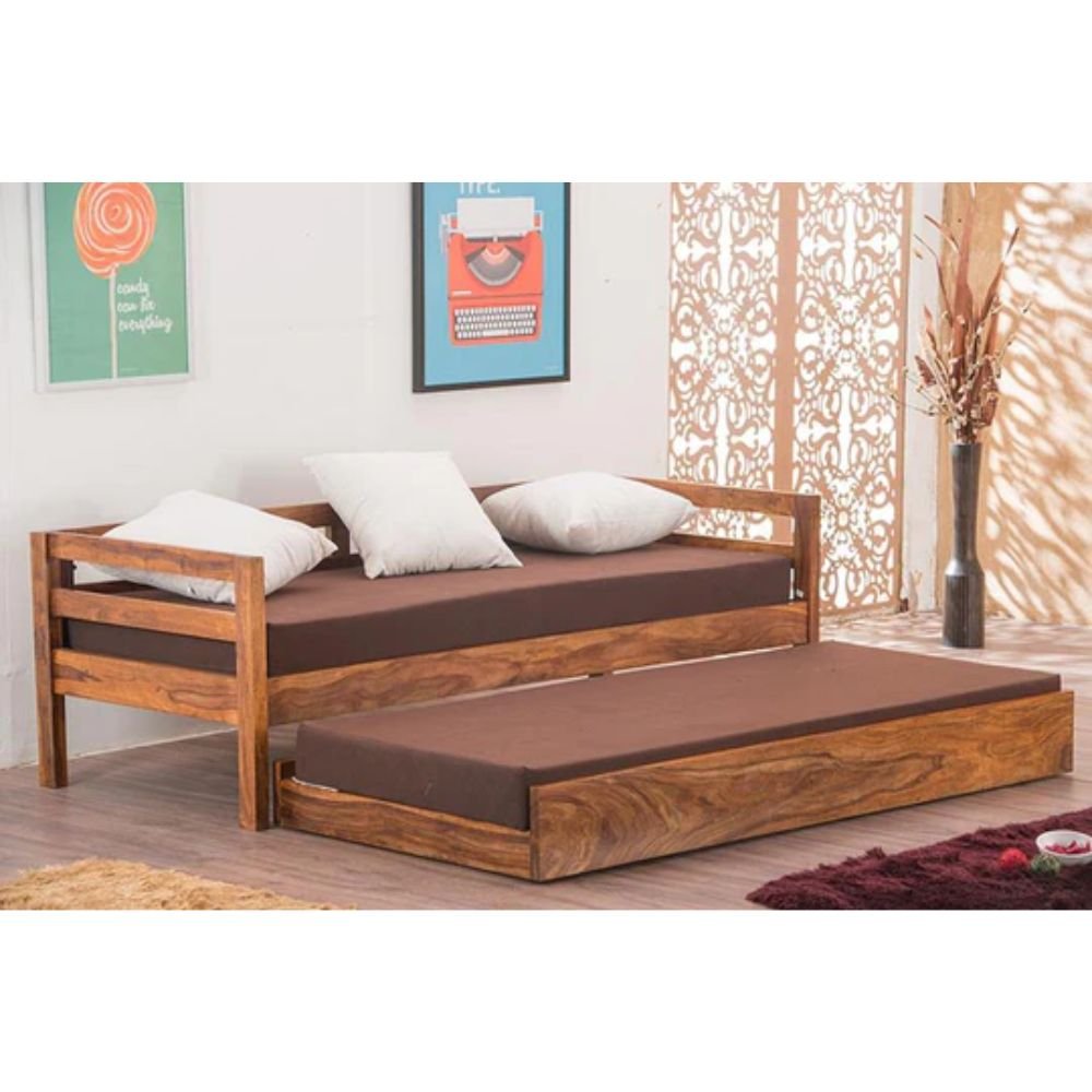 Rugeley Solid Wood Capital Sofa Cum Bed with Trundle