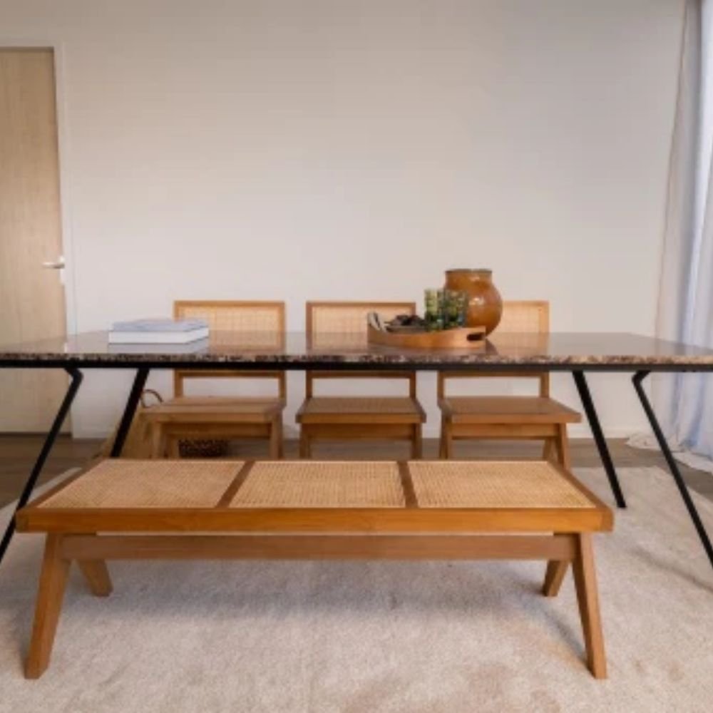 Rugeley Solid Wood Rattan Bench