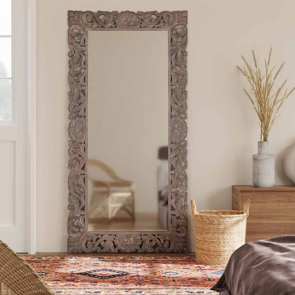 Saffron Wooden Wall Mirror Bed