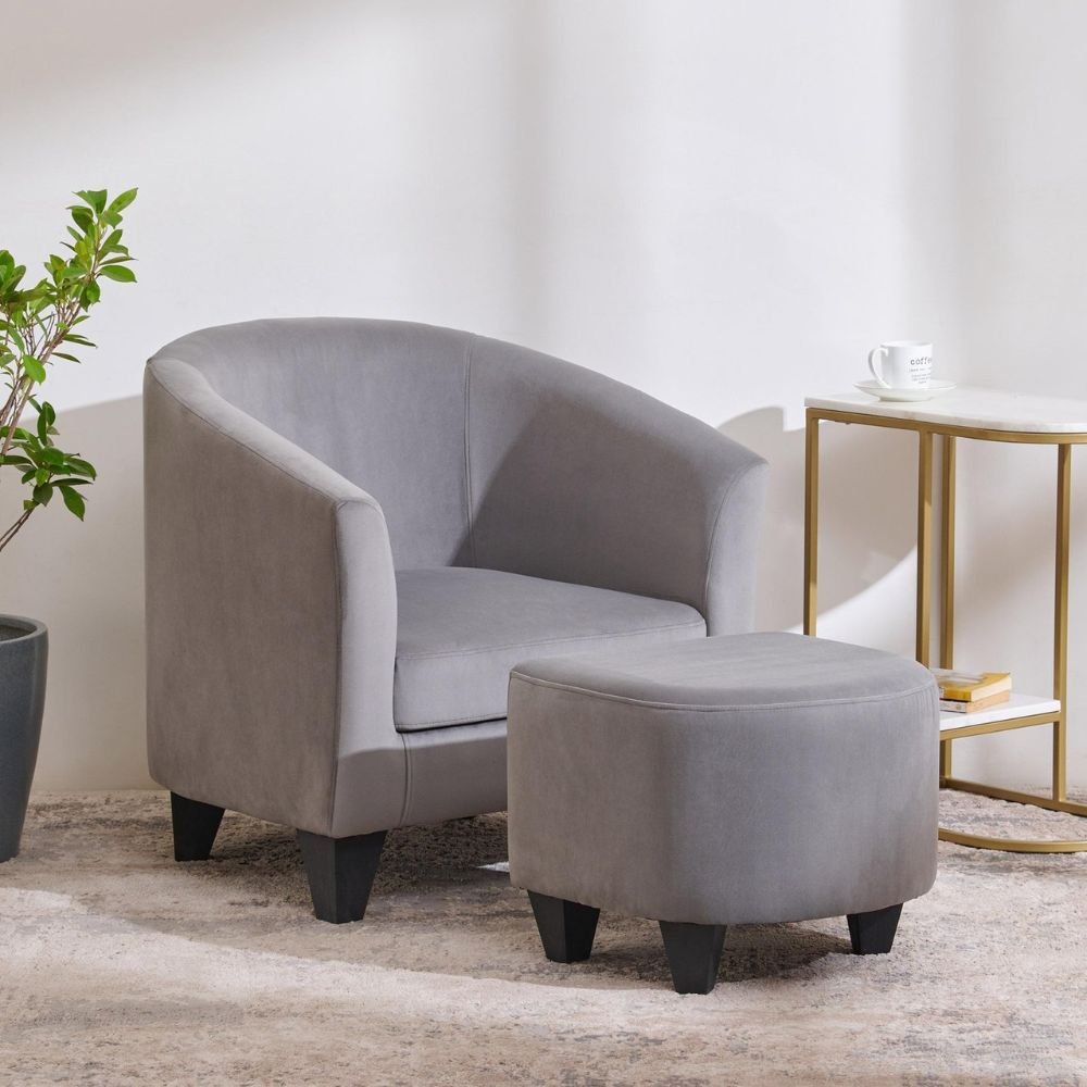 Selby Velvet Chair with Ottoman Bench