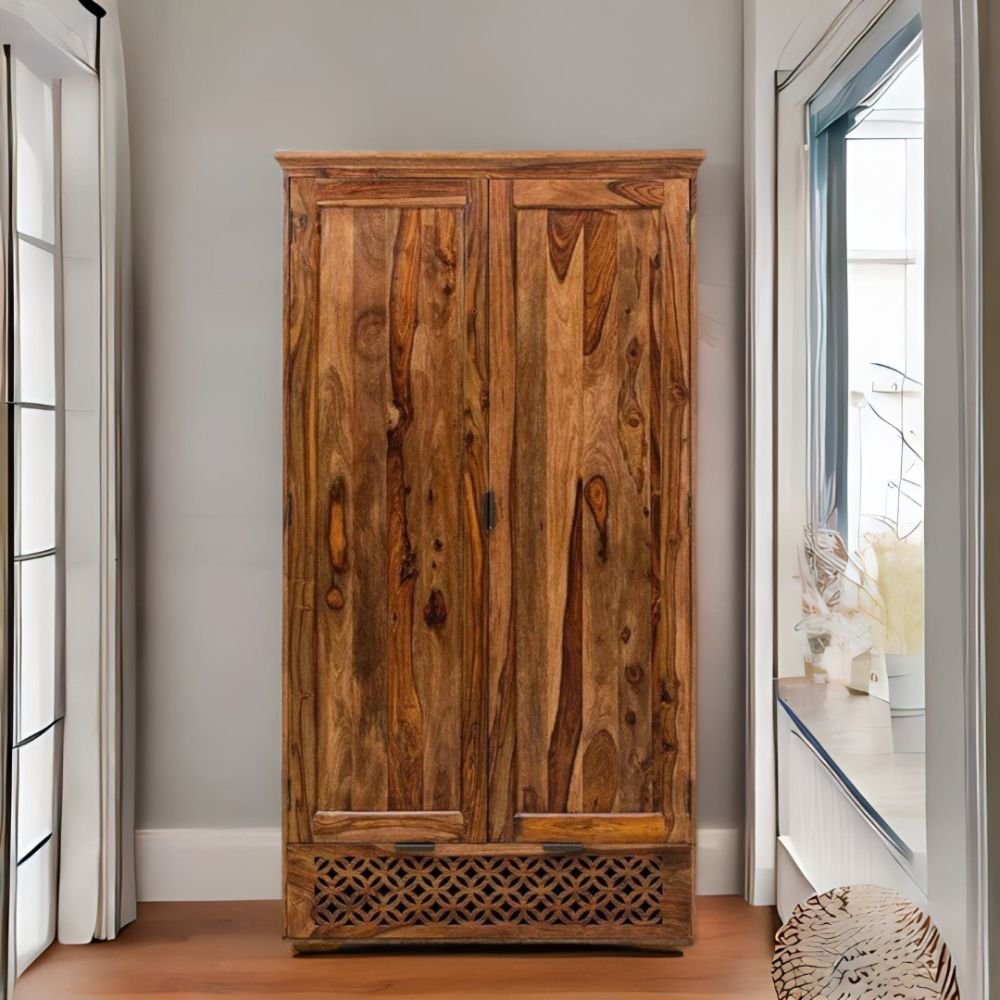 Shepton Sheesham Solid Wood Wardrobe With 2 Doors