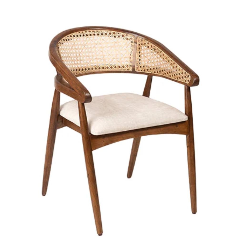 Shepton Sheesham Wood Accent Arm Chair with Cane