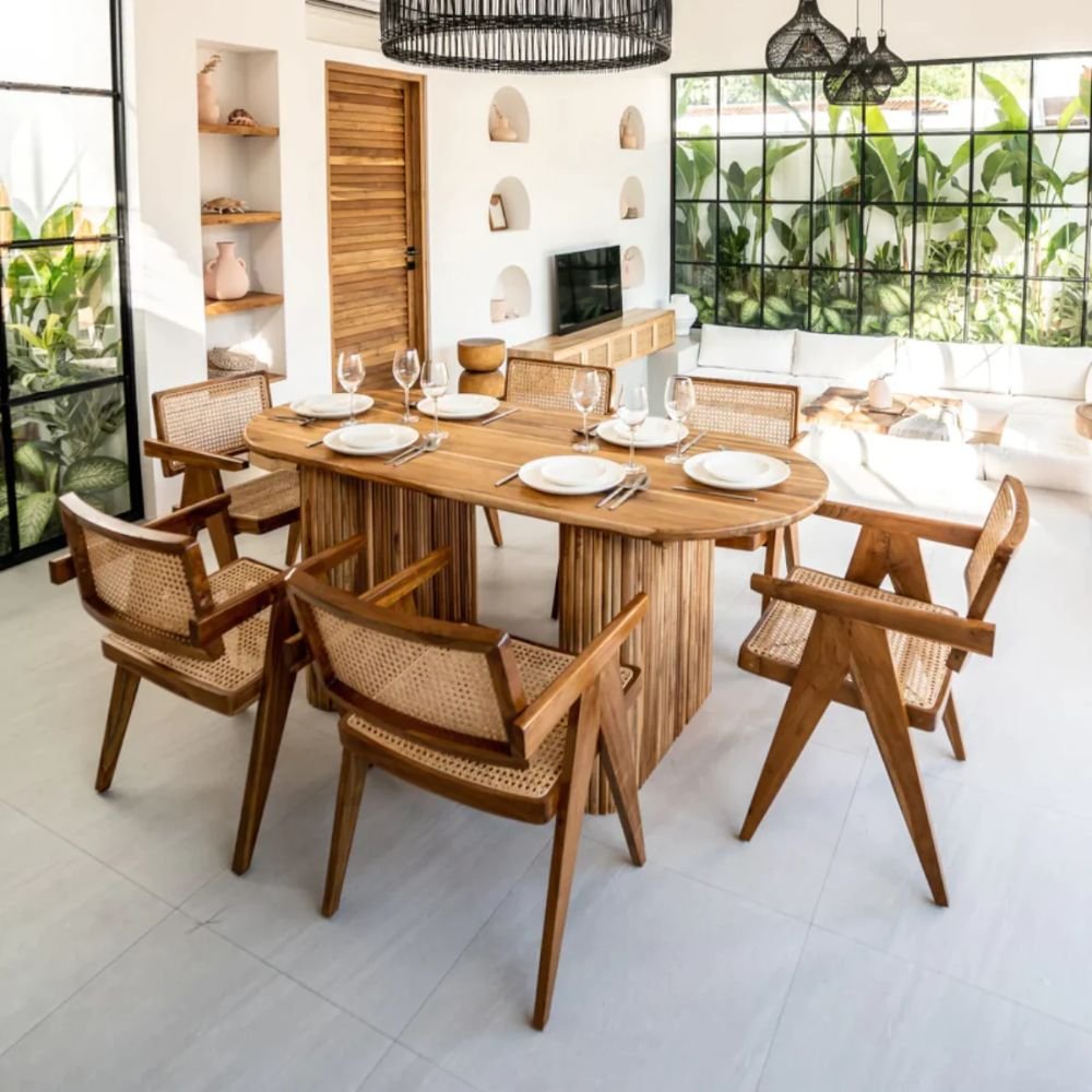 Skipton 6 Seater Solid Sheesham & Teak Wood Dining Table Set