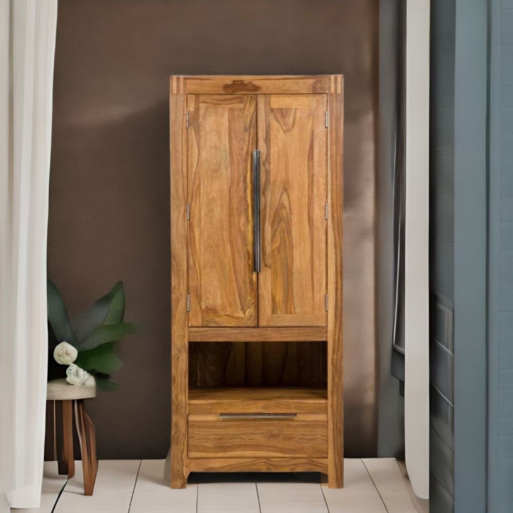Skipton Sheesham Solid Wood Wardrobe With 1 Drawer and 2 Doors